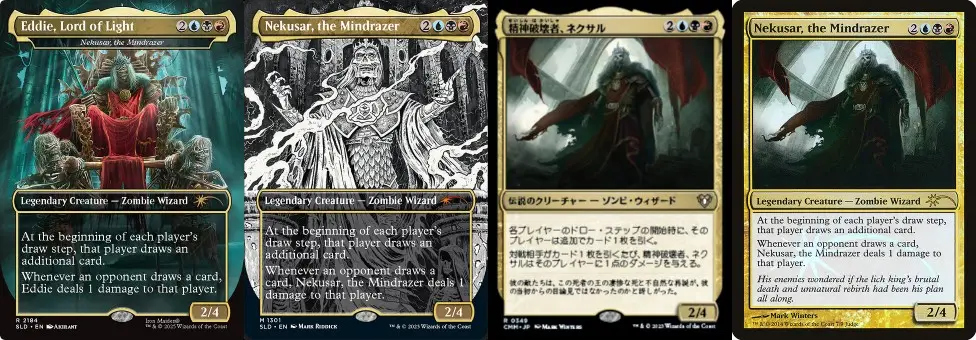 MTG統率者《精神破壊者、ネクサル/Nekusar, the Mindrazer》のカード画像一覧(Iron Maidenコラボ Eddie版含む)