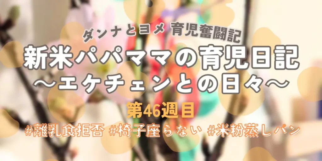 育児奮闘記第46週目アイキャッチ：生後10ヶ月の離乳食拒否と椅子に座らない悩み、米粉蒸しパンでの対策